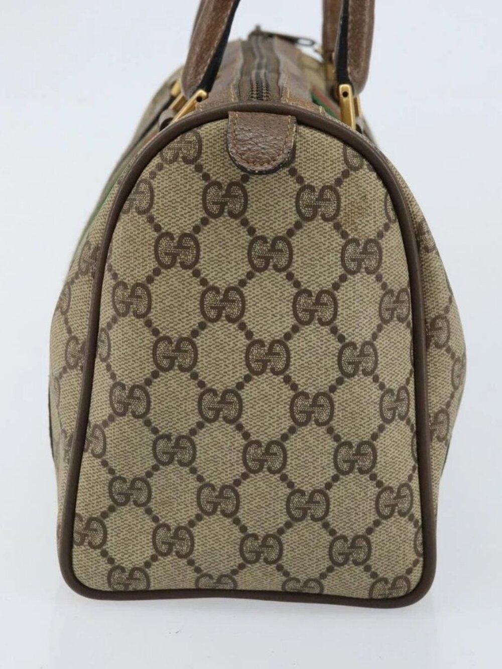 GUCCI GG Supreme Web Sherry Line Boston Bag PVC Beige Gold 39 02 006 Auth gh1854 - Picture 6 of 16